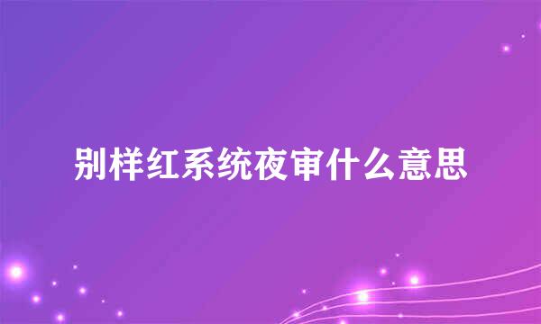 别样红系统夜审什么意思