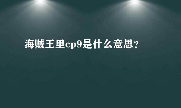 海贼王里cp9是什么意思？