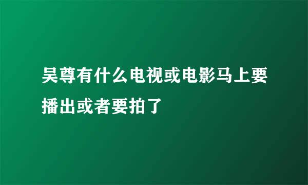 吴尊有什么电视或电影马上要播出或者要拍了