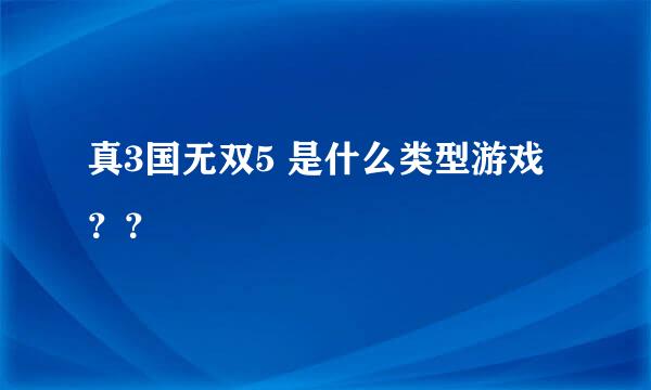 真3国无双5 是什么类型游戏？？