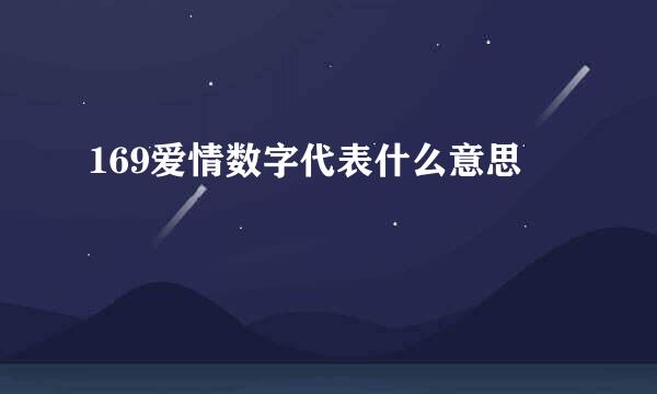 169爱情数字代表什么意思