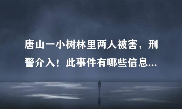 唐山一小树林里两人被害，刑警介入！此事件有哪些信息值得关注？