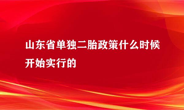 山东省单独二胎政策什么时候开始实行的