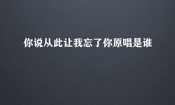 你说从此让我忘了你原唱是谁