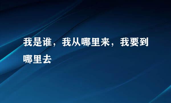 我是谁，我从哪里来，我要到哪里去