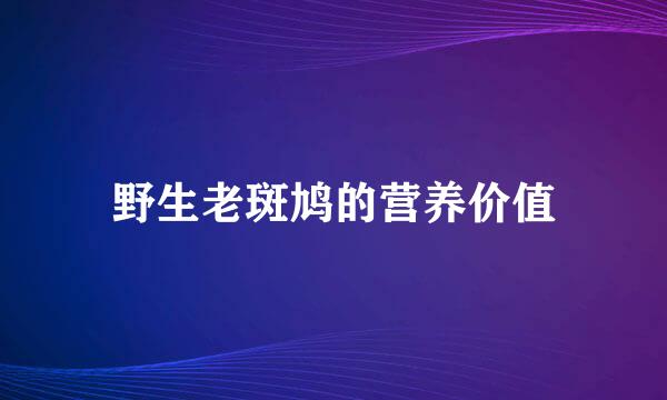 野生老斑鸠的营养价值