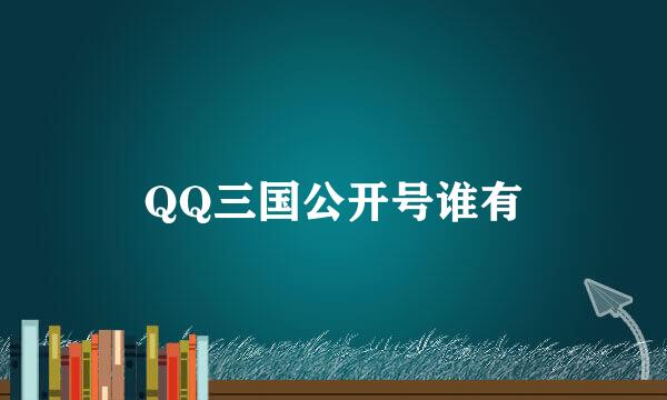 QQ三国公开号谁有