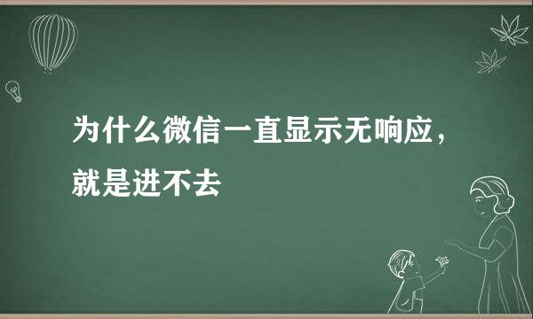 为什么微信一直显示无响应，就是进不去