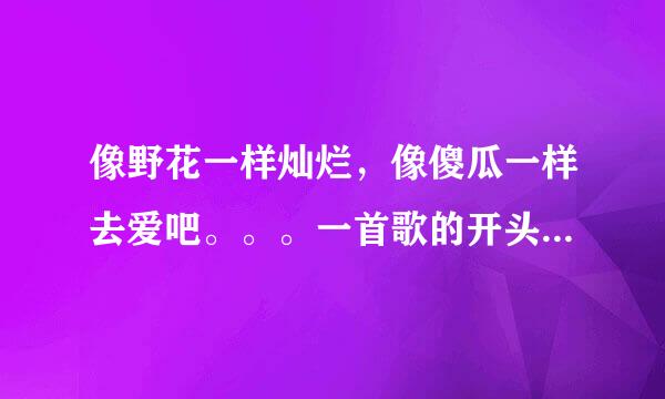 像野花一样灿烂，像傻瓜一样去爱吧。。。一首歌的开头。什么歌？