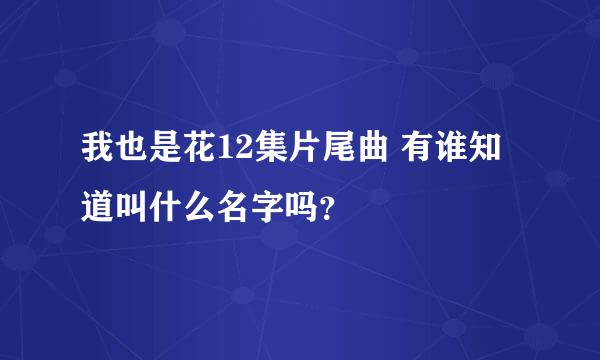 我也是花12集片尾曲 有谁知道叫什么名字吗？