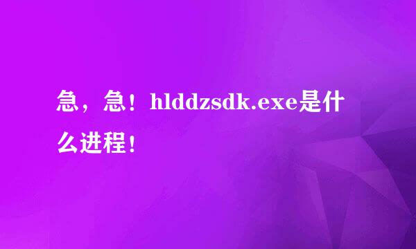 急，急！hlddzsdk.exe是什么进程！