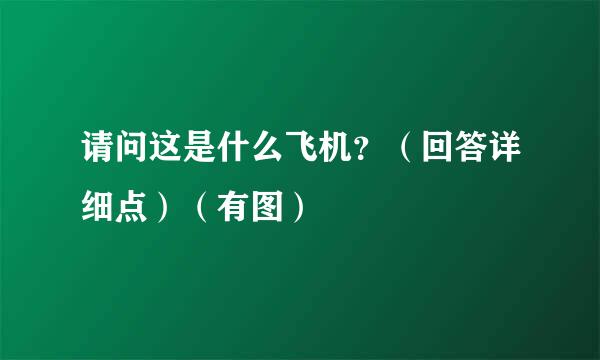 请问这是什么飞机？（回答详细点）（有图）