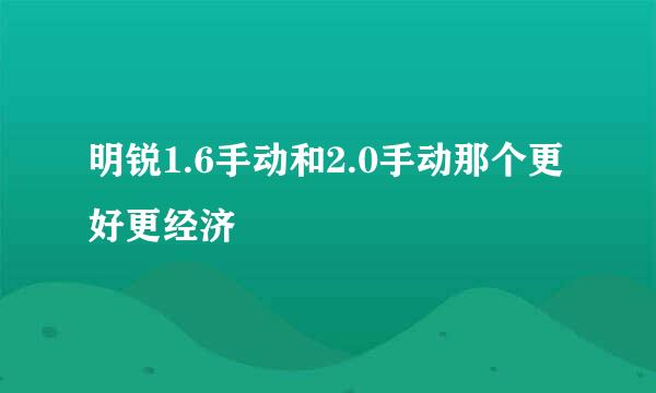 明锐1.6手动和2.0手动那个更好更经济