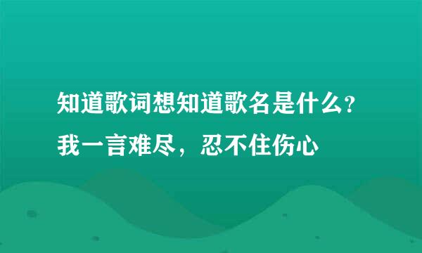 知道歌词想知道歌名是什么？我一言难尽，忍不住伤心