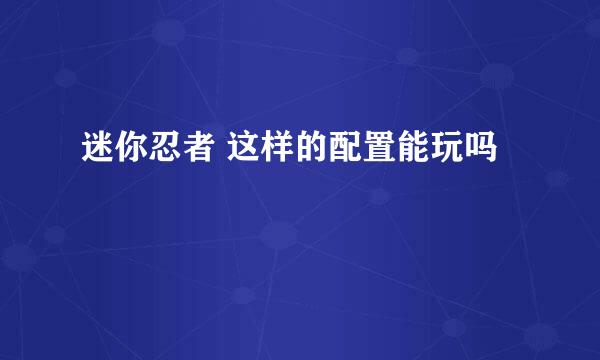 迷你忍者 这样的配置能玩吗