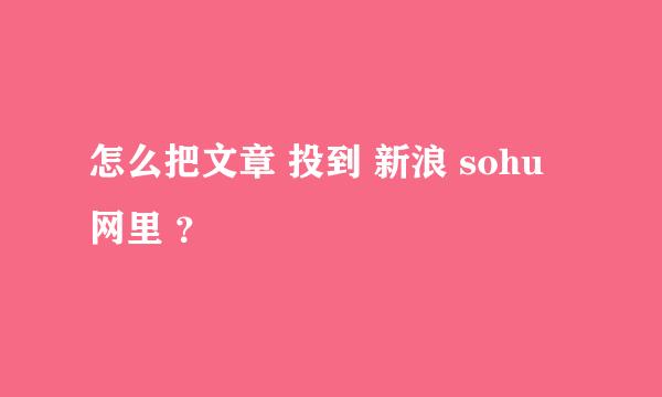 怎么把文章 投到 新浪 sohu 网里 ？