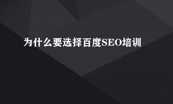 为什么要选择百度SEO培训