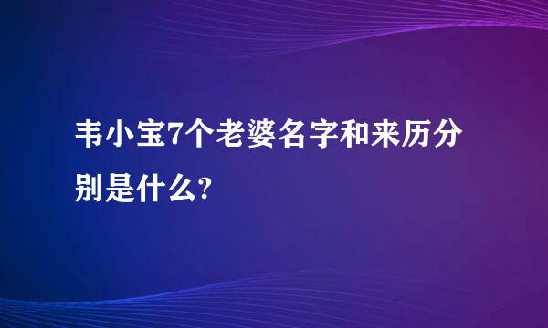 韦小宝7个老婆名字和来历分别是什么?