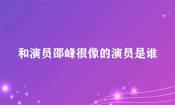 和演员邵峰很像的演员是谁