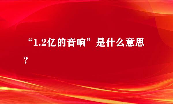 “1.2亿的音响”是什么意思？