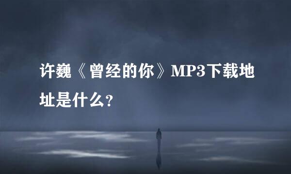 许巍《曾经的你》MP3下载地址是什么？