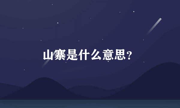 山寨是什么意思？