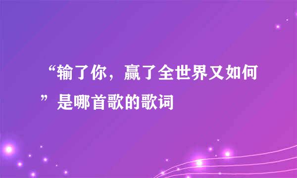 “输了你，赢了全世界又如何”是哪首歌的歌词