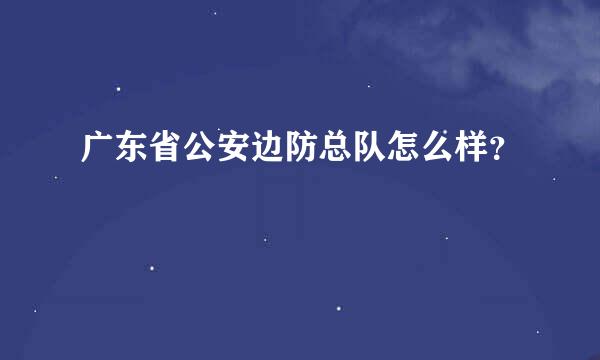 广东省公安边防总队怎么样？