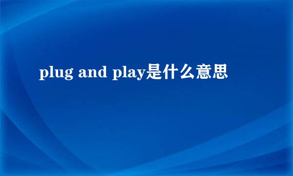 plug and play是什么意思