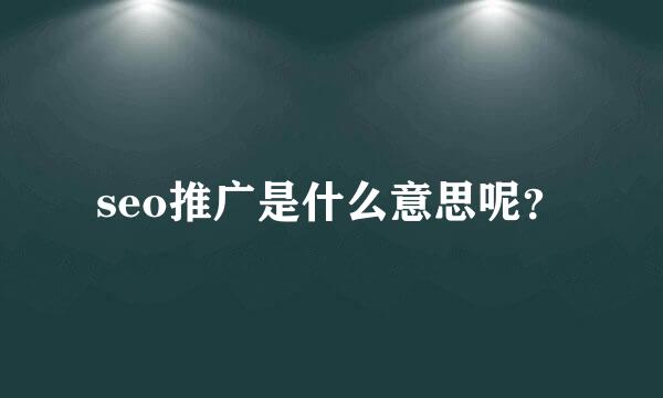 seo推广是什么意思呢？