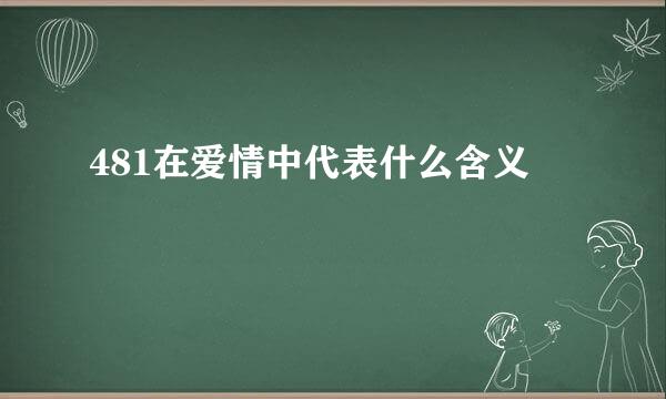 481在爱情中代表什么含义