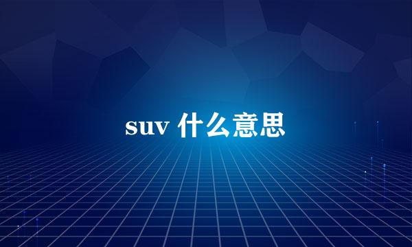 suv 什么意思