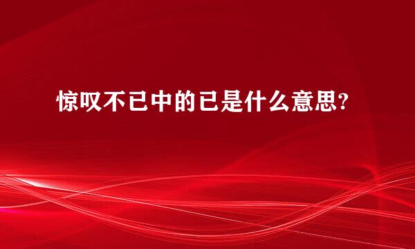 惊叹不已中的已是什么意思?