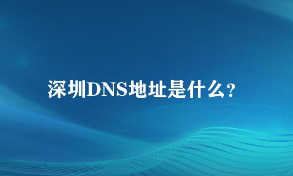 深圳DNS地址是什么？