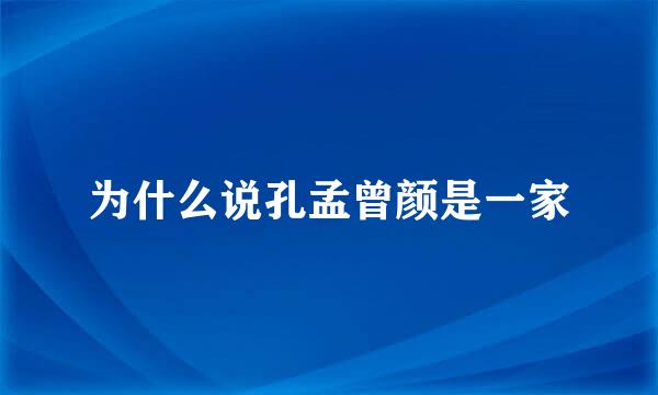 为什么说孔孟曾颜是一家