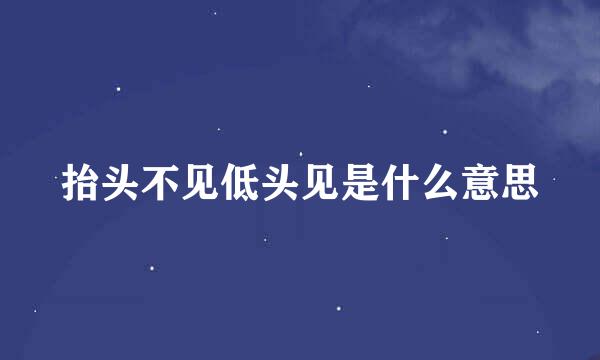 抬头不见低头见是什么意思