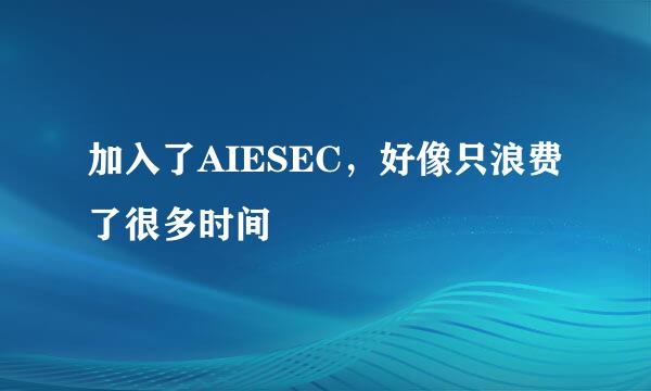 加入了AIESEC，好像只浪费了很多时间