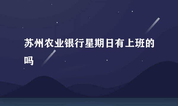 苏州农业银行星期日有上班的吗