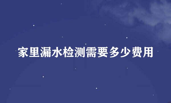 家里漏水检测需要多少费用