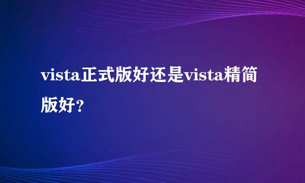 vista正式版好还是vista精简版好？