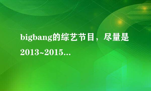 bigbang的综艺节目，尽量是2013~2015年之间的，发链接和节目名字，十分感谢！