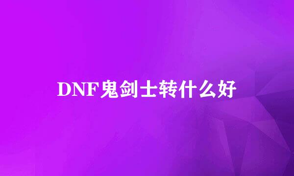 DNF鬼剑士转什么好