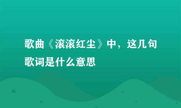 歌曲《滚滚红尘》中，这几句歌词是什么意思