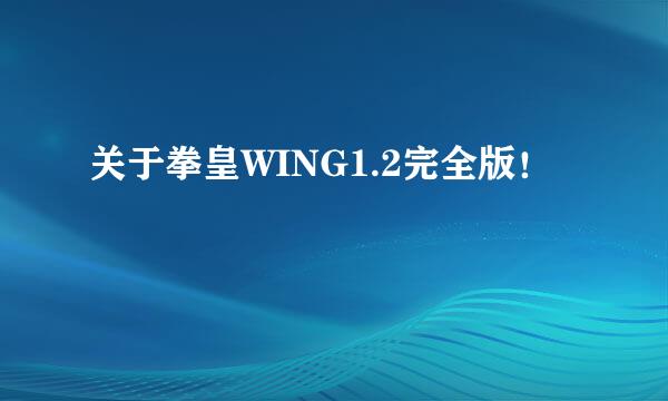 关于拳皇WING1.2完全版！