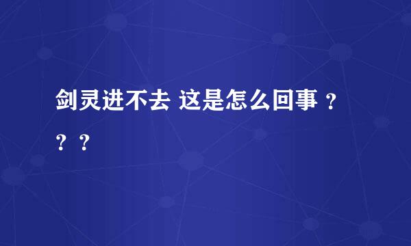 剑灵进不去 这是怎么回事 ？？？