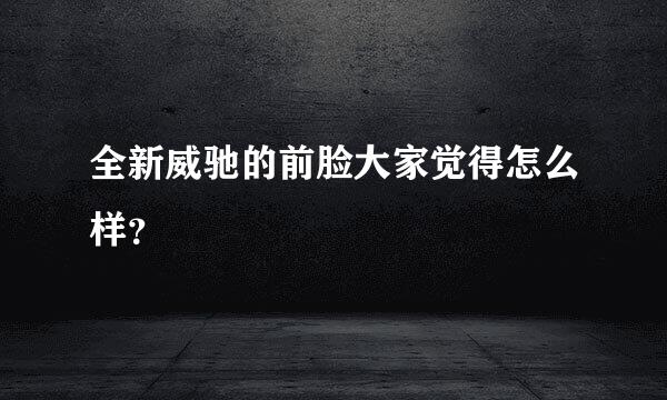 全新威驰的前脸大家觉得怎么样？