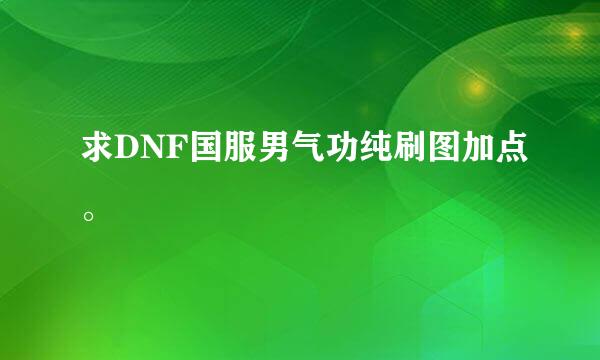 求DNF国服男气功纯刷图加点。