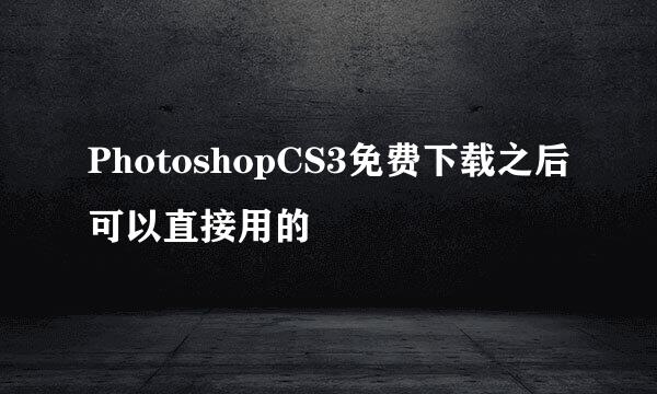 PhotoshopCS3免费下载之后可以直接用的