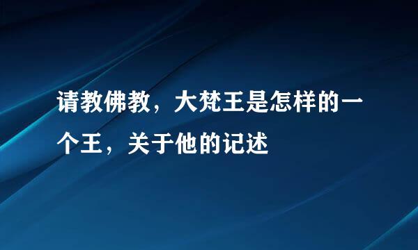 请教佛教，大梵王是怎样的一个王，关于他的记述