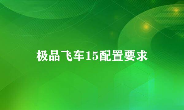 极品飞车15配置要求